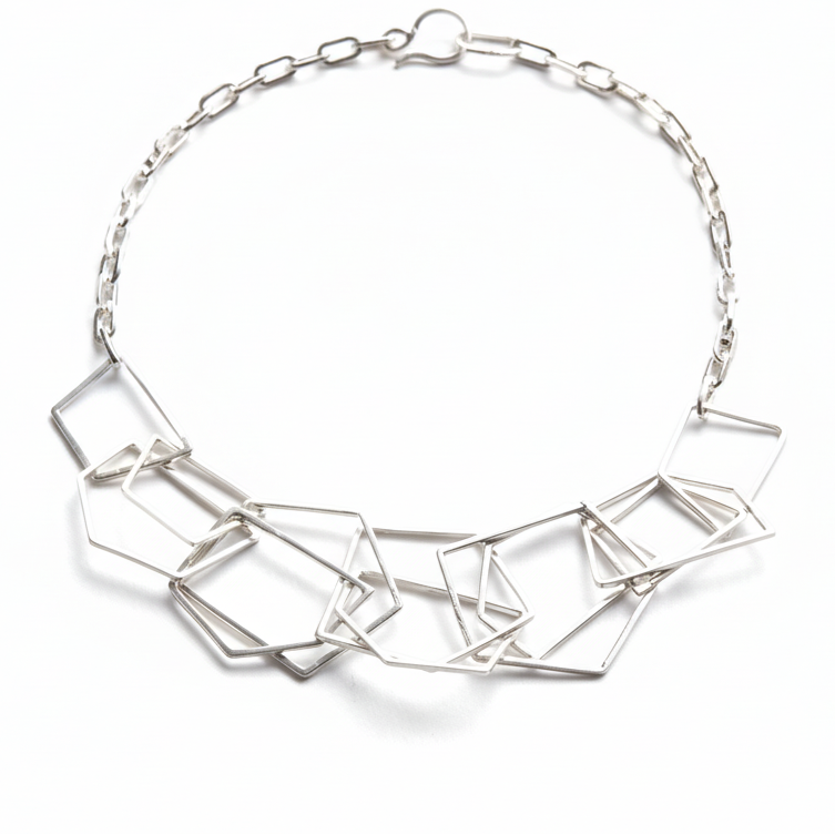geometric link paperclip chain sterling silver necklace handmade in nottingham