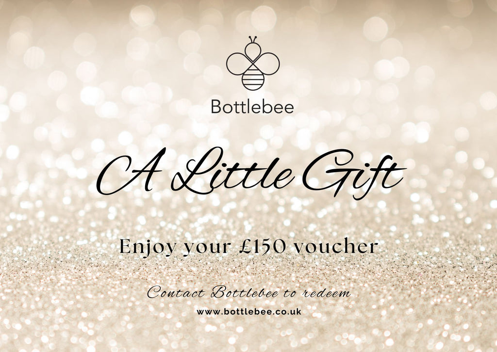 Bottlebee jewellery gift voucher with a glittery background, jewellery is handmade by a small ethnic goldsmith jeweller called Bottlebee in Nottingham sustainable gold and silver jewellery