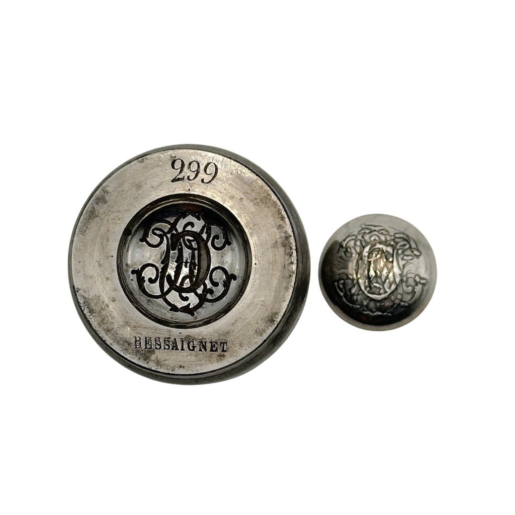 steel impression die from France with a handmade sustainable necklace made by Bottlebee in Nottingham