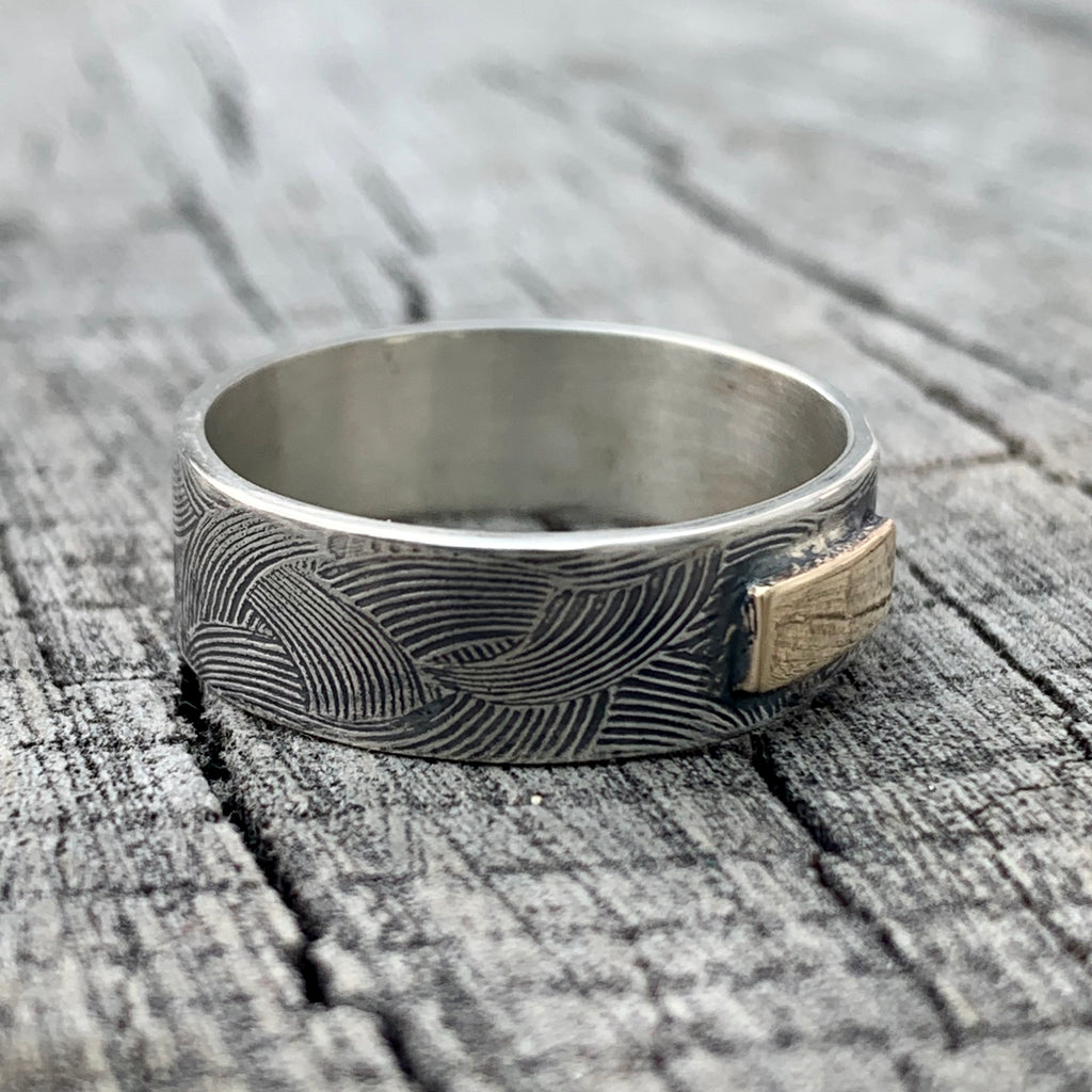 'A Block Of Sun' Sterling Silver And 9ct Gold Bar Ring - Size N/12