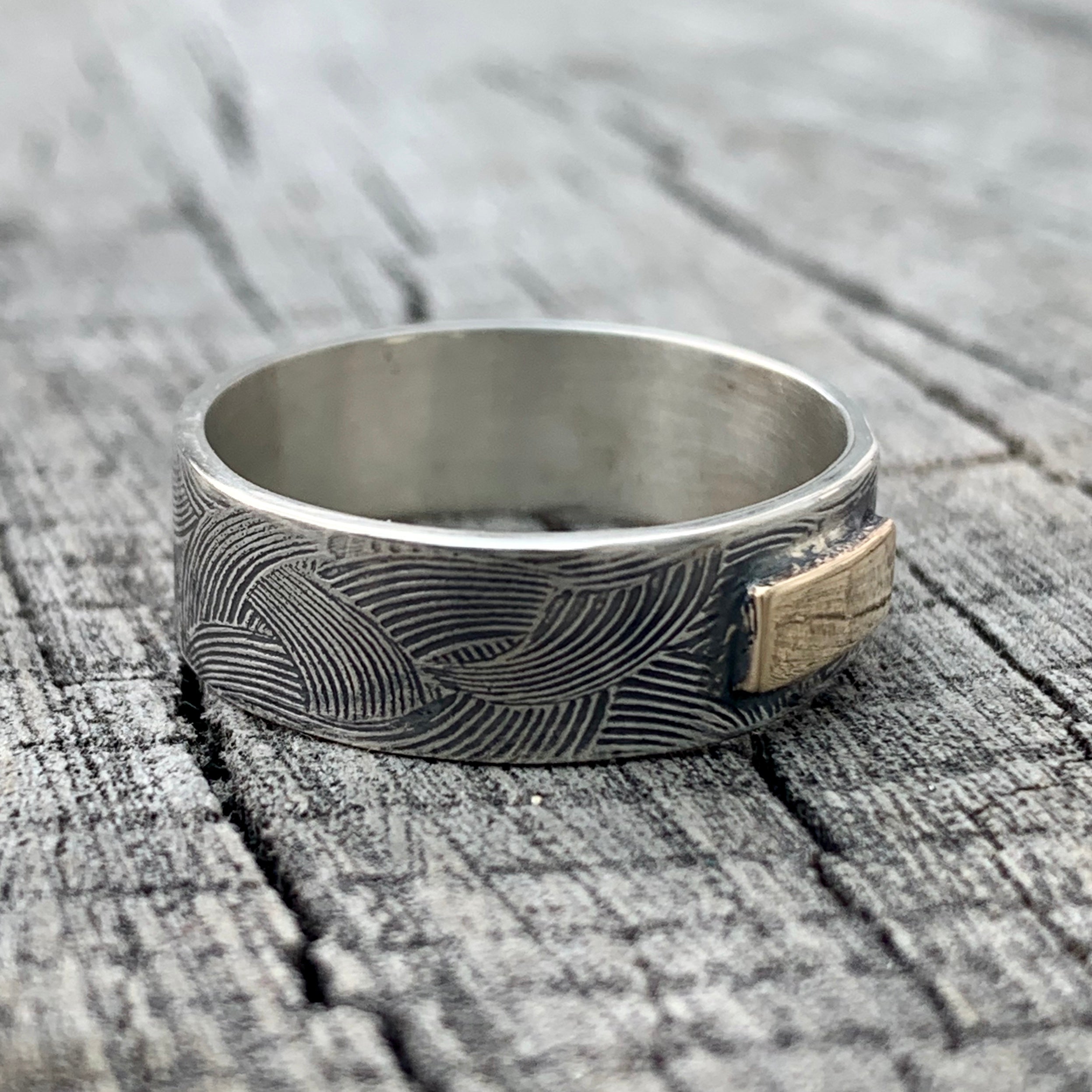 'A Block Of Sun' Sterling Silver And 9ct Gold Bar Ring - Size N/12
