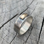 'A Block Of Sun' Sterling Silver And 9ct Gold Bar Ring - Size N/12
