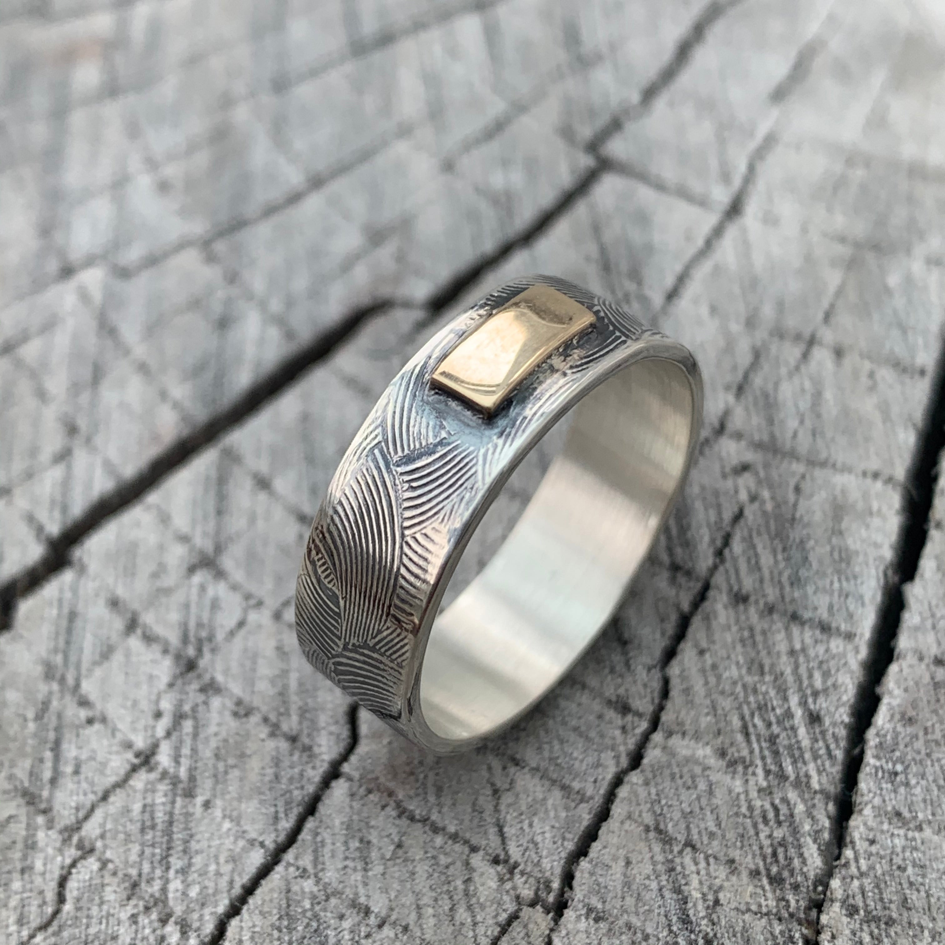 'A Block Of Sun' Sterling Silver And 9ct Gold Bar Ring - Size N/12