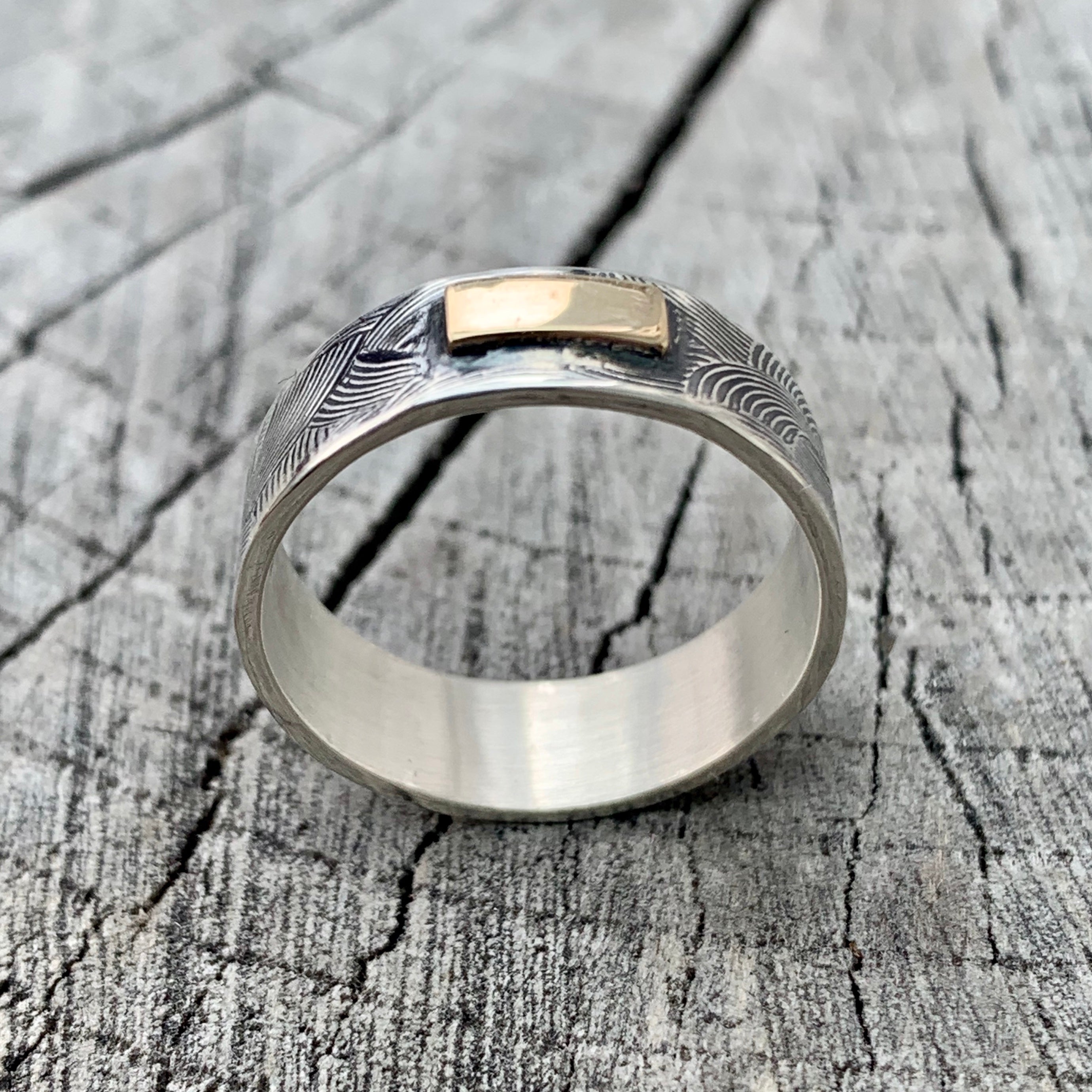 'A Block Of Sun' Sterling Silver And 9ct Gold Bar Ring - Size N/12