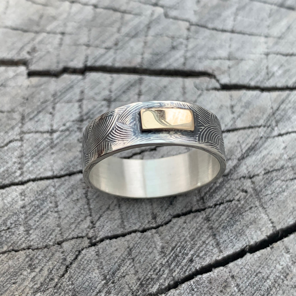 'A Block Of Sun' Sterling Silver And 9ct Gold Bar Ring - Size N/12