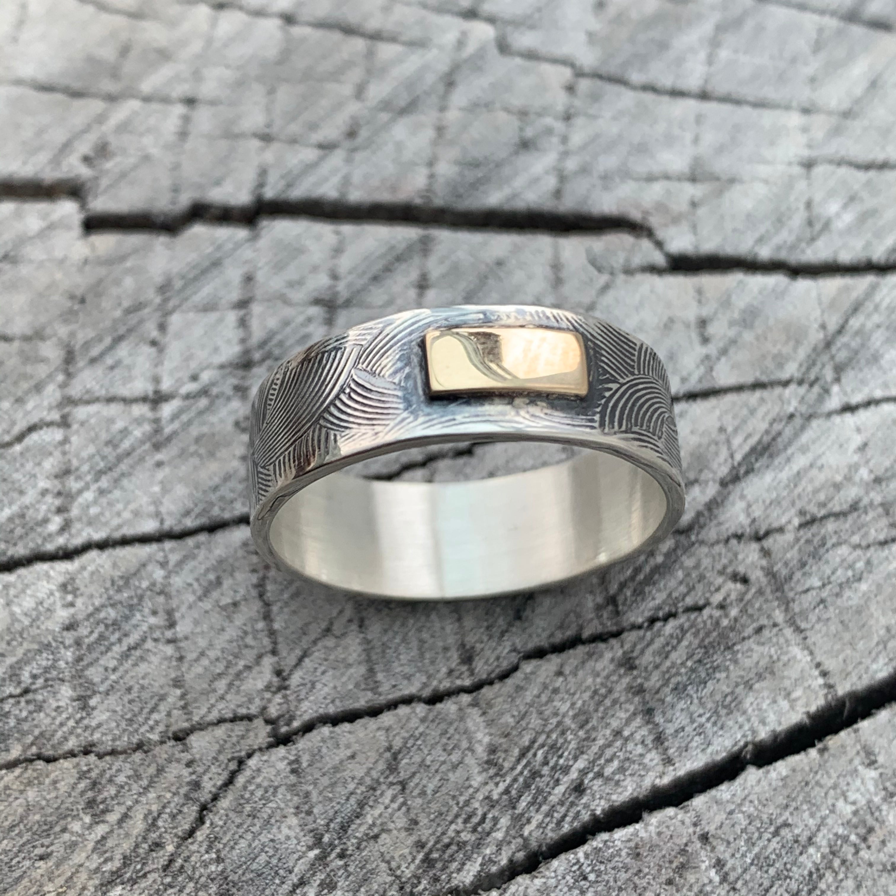 'A Block Of Sun' Sterling Silver And 9ct Gold Bar Ring - Size N/12