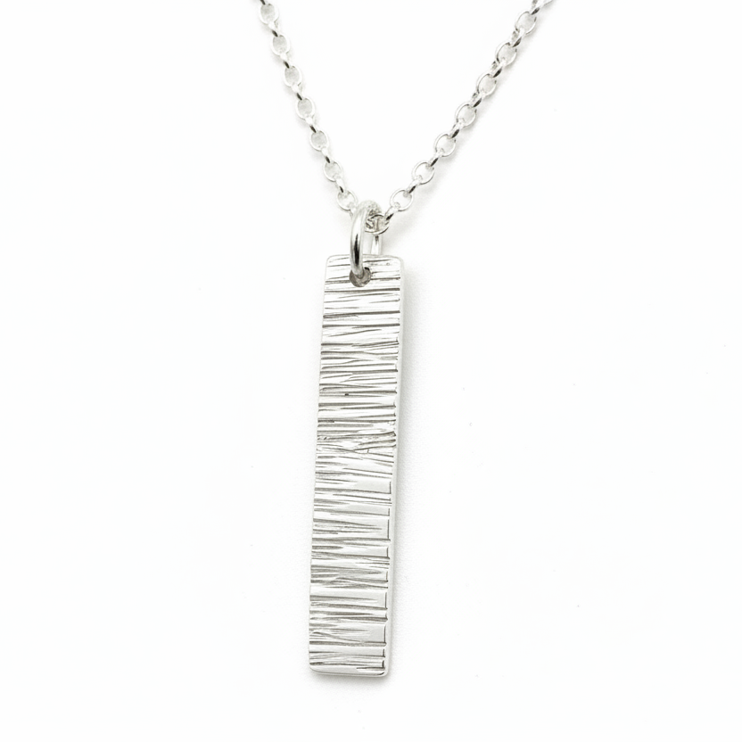 'Bar Bark' Sterling Silver Necklace For Man Or Woman