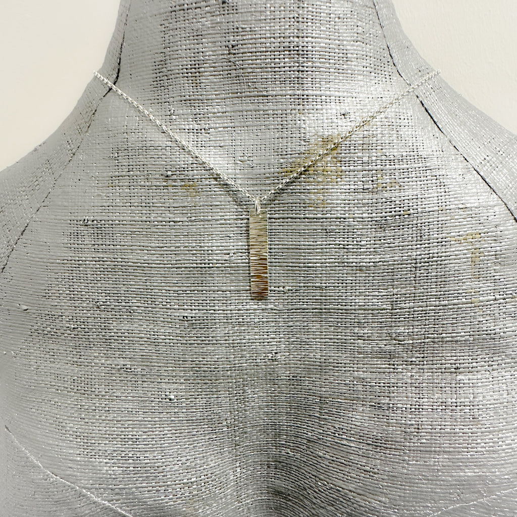 'Bar Bark' Sterling Silver Necklace For Man Or Woman