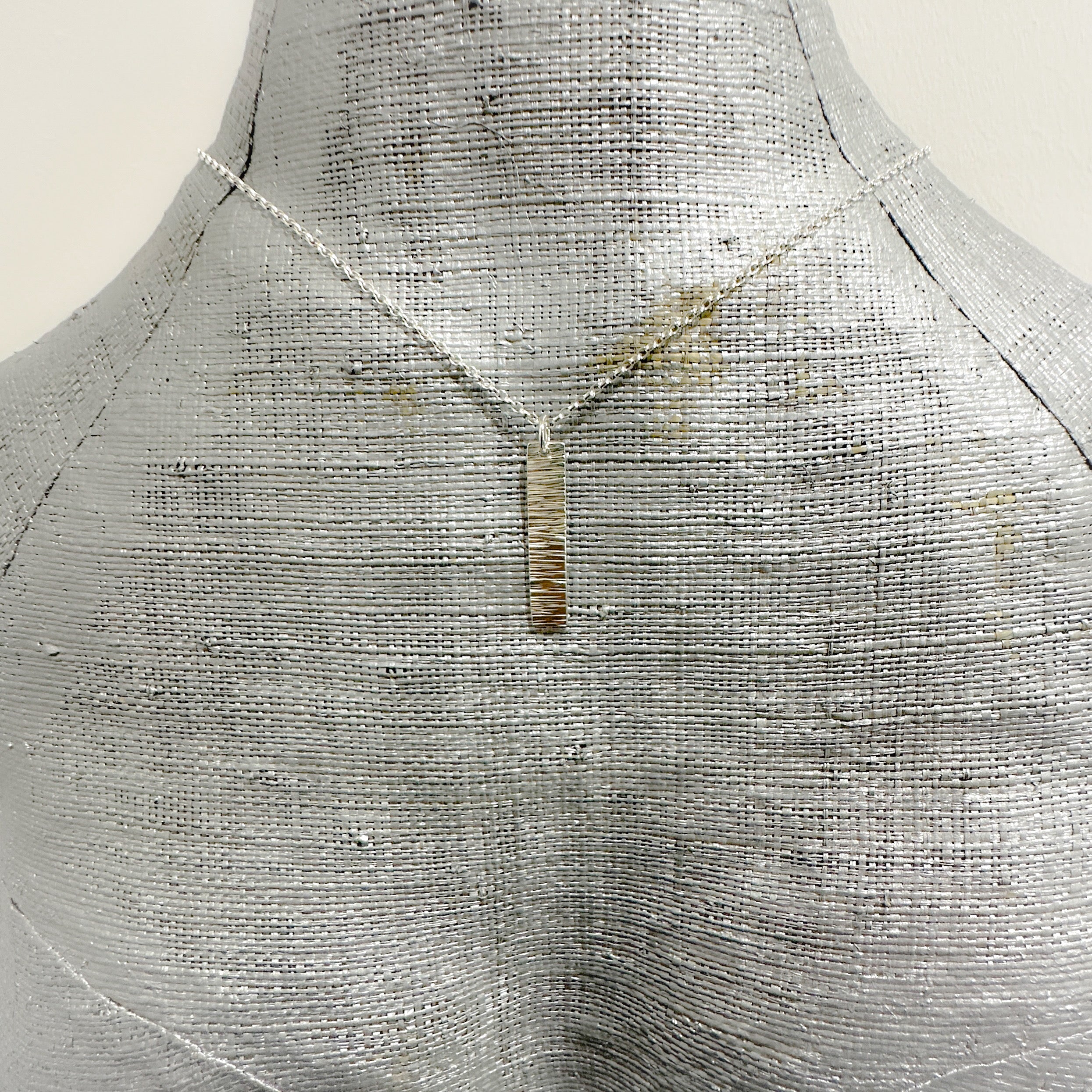 'Bar Bark' Sterling Silver Necklace For Man Or Woman