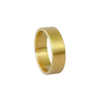Solid gold wedding ring band with a brushed finish on a light grey background handmade in Nottingham