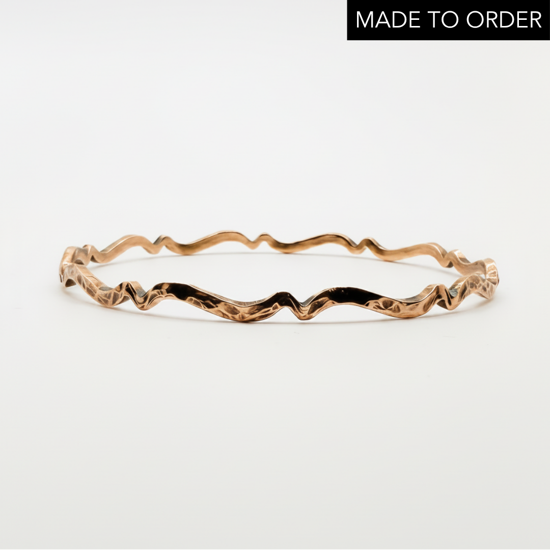 'Waves' Copper Textured Bangle