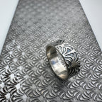 'Deco' Sterling Silver Wedding Ring - 6mm Wide