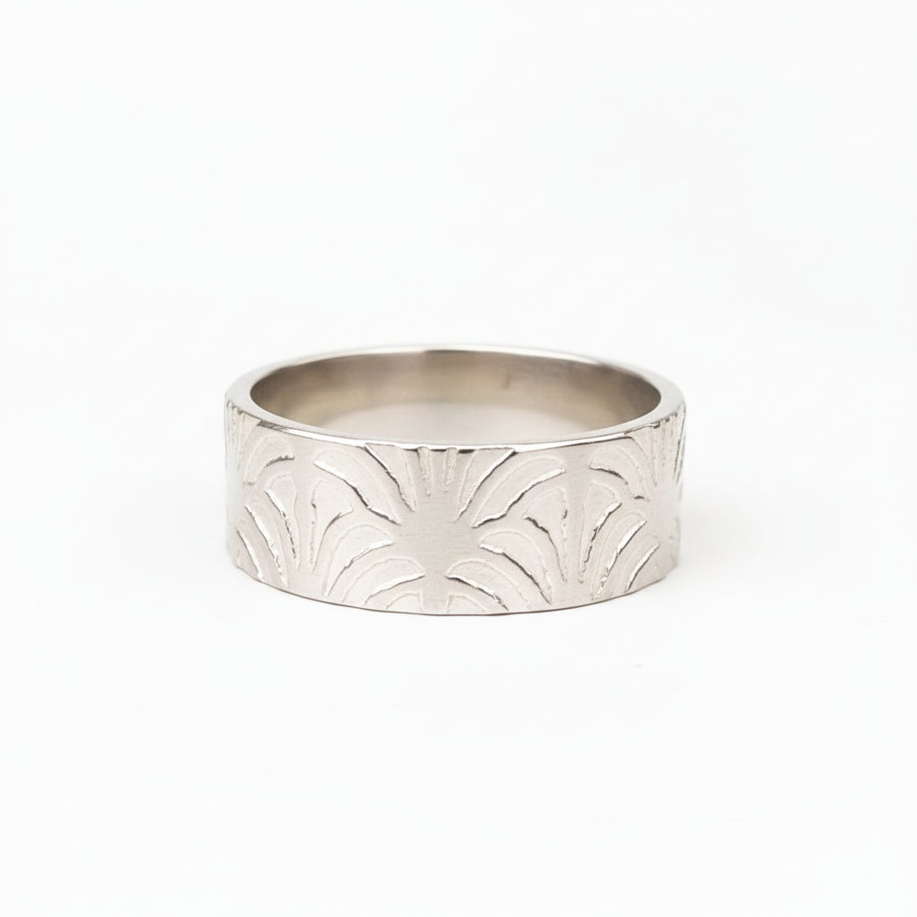 bespoke handmade 925 silver wedding ring for woman or man made in Nottingham by Bottlebee