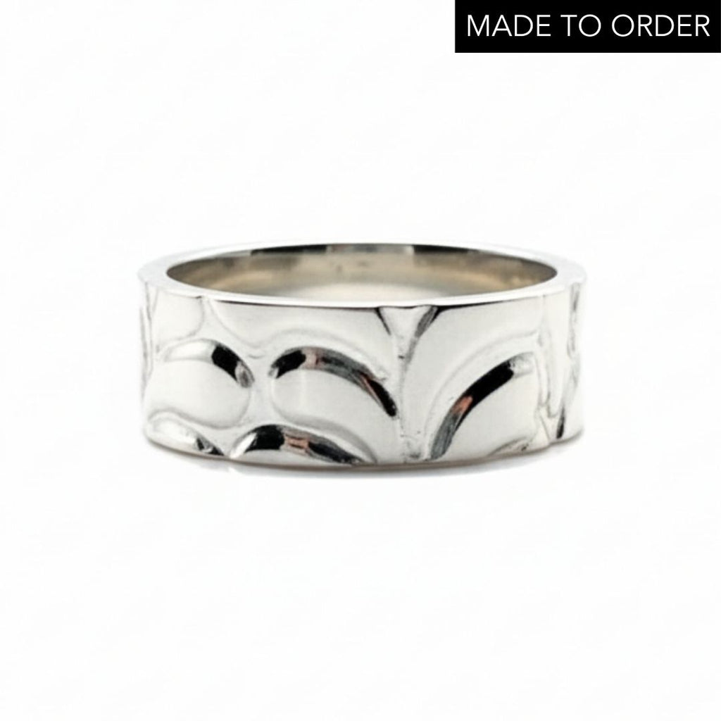 'Droplets' Sterling Silver Wedding Ring For Man Or Woman - 6mm Wide