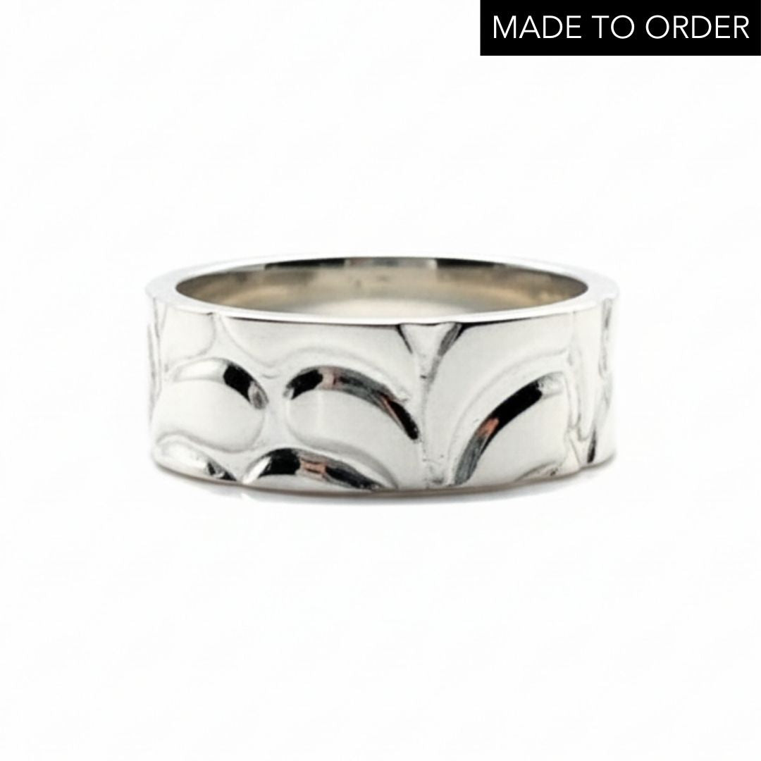 'Droplets' Sterling Silver Wedding Ring For Man Or Woman- 6mm Wide