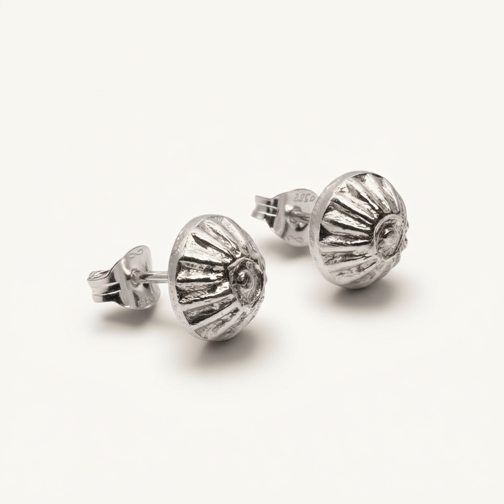 sterling silver stud earrings handmade in Nottingham by a small jewellery woman