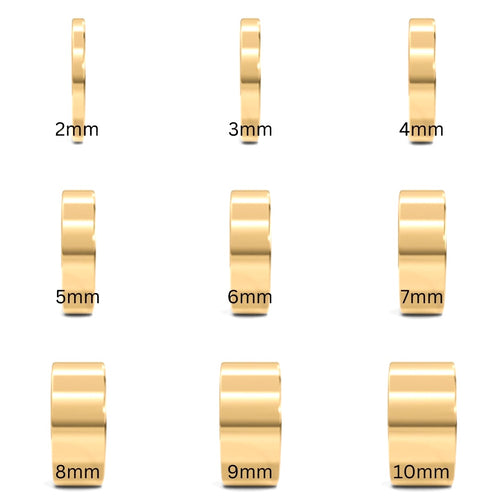 different thickness of solid gold wedding rings bands, handmade sustainable in Nottingham