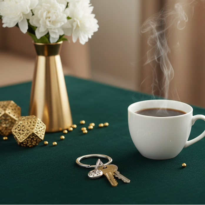 Personalised alphabet keyring personalised for a housewarming gift made by bottlebee in nottingham