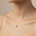 Delicate sterling silver necklace with a geometric greek design handmade sustainably by Bottlebee in Nottingham