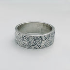 hatch patterned 925 sterling sliver matching wedding bands for man or woman  made by Bottlebee in Nottingham with sustainable 925 solid silver