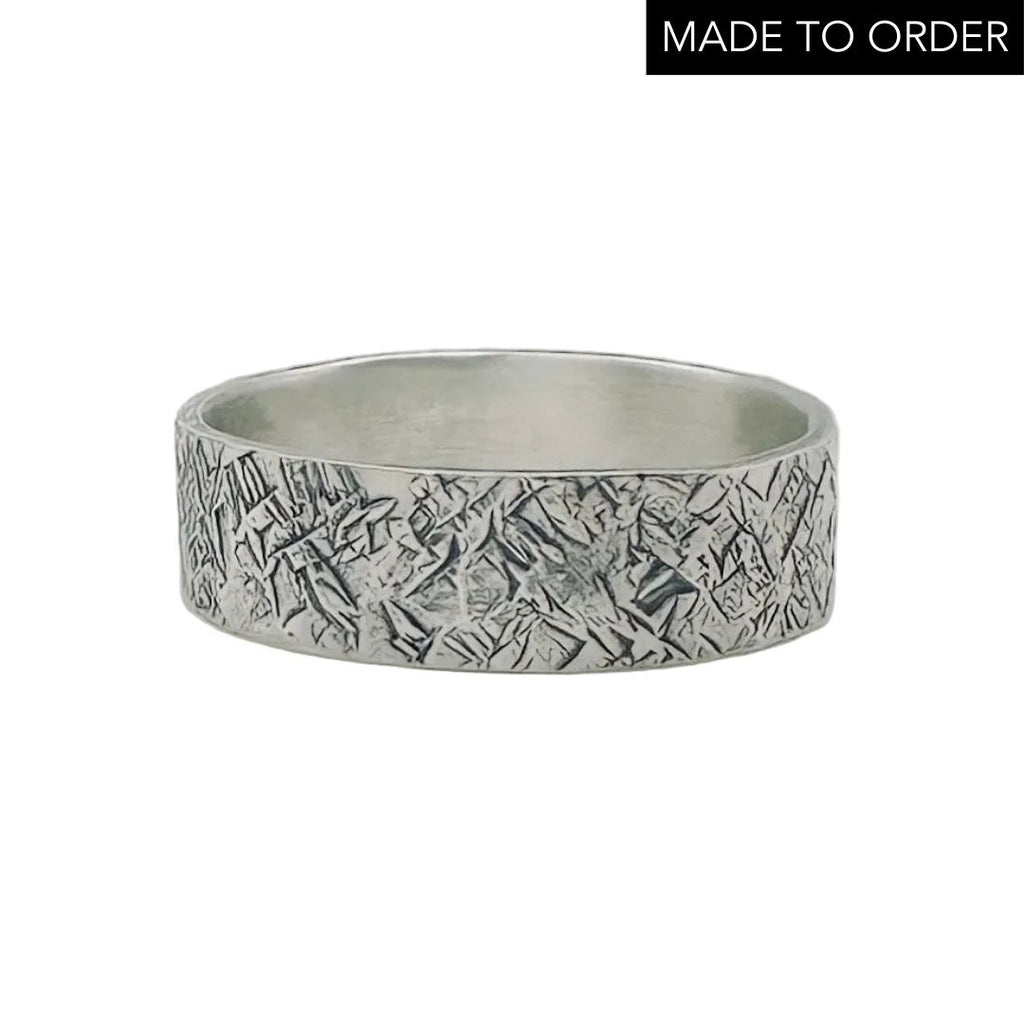 'Hatched' Sterling Silver Wedding Ring For Man Or Woman- 6mm Wide