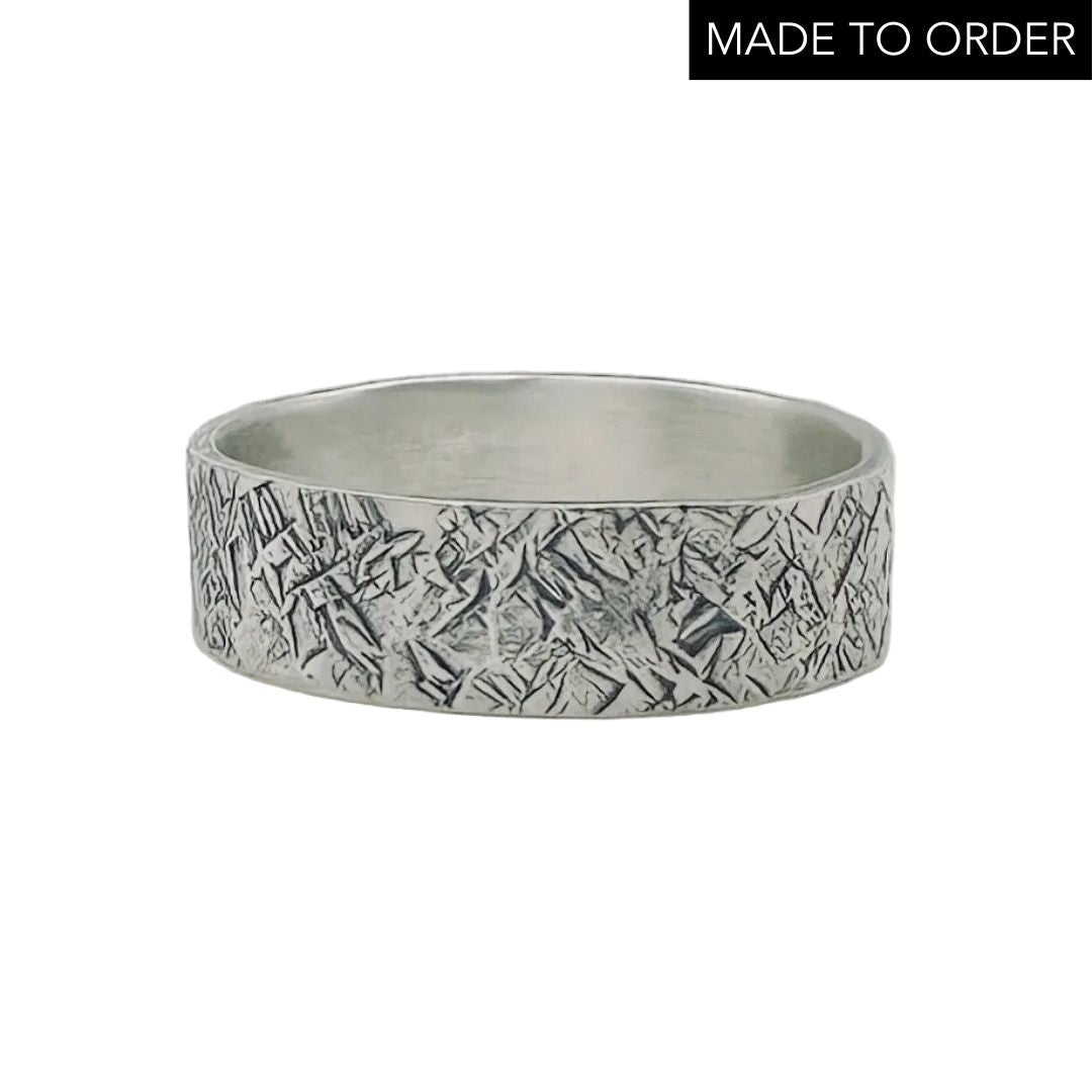 'Hatched' Sterling Silver Wedding Ring For Man Or Woman- 6mm Wide