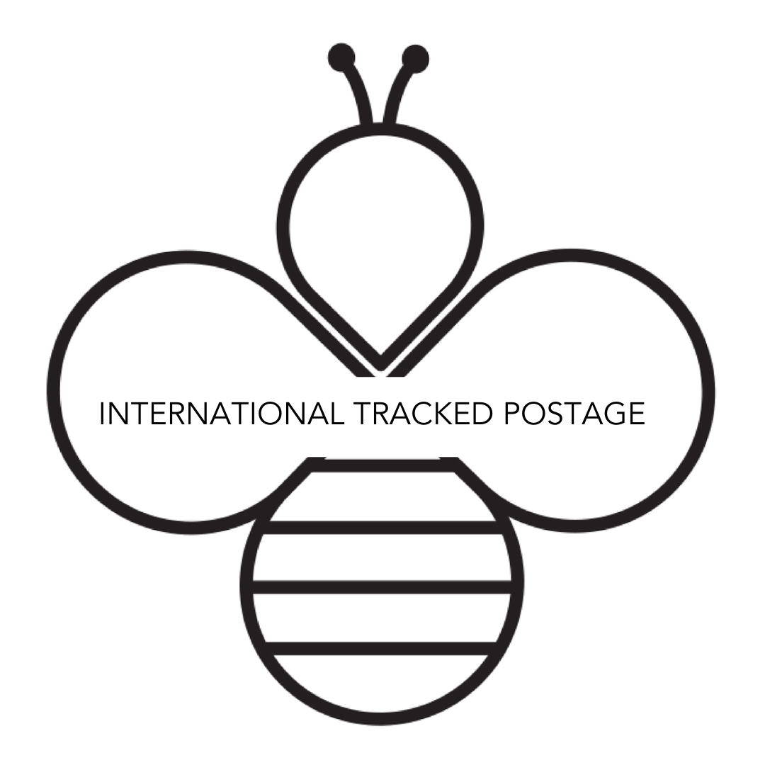 International postage logo for bespoke jewellery handmade in Nottingham by Bottlebee who is a jeweller that makes sustainable silver and gold jewellery
