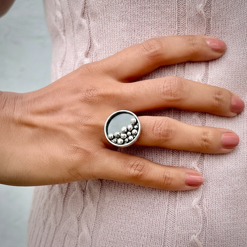 'Null' Sterling Silver Ring - Size O