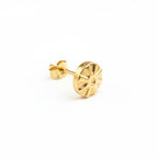 single gold earring for man handmade by Bottlebee who makes sustainable jewellery in Nottingham