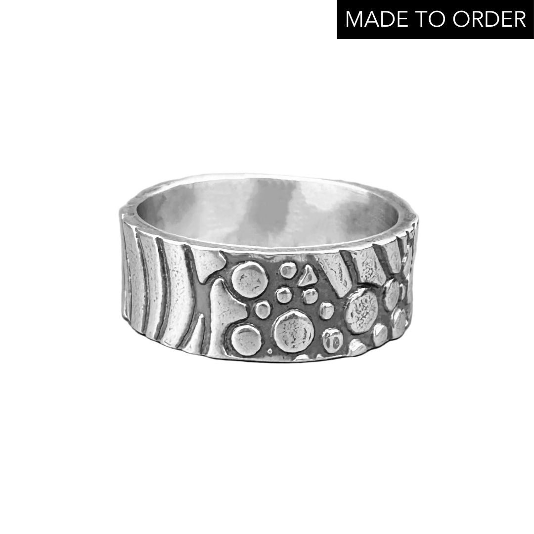 'Ocean' Sterling Silver Wedding Ring - 6mm Wide