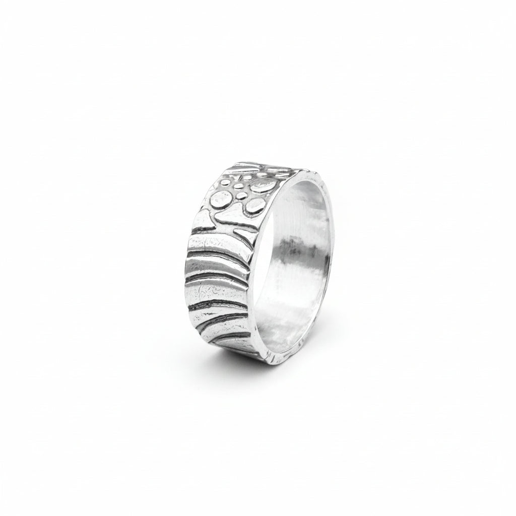 Sterling silver wedding ring band for man or woman made with sustainable 925 in Nottingham jewellery handmade for couples