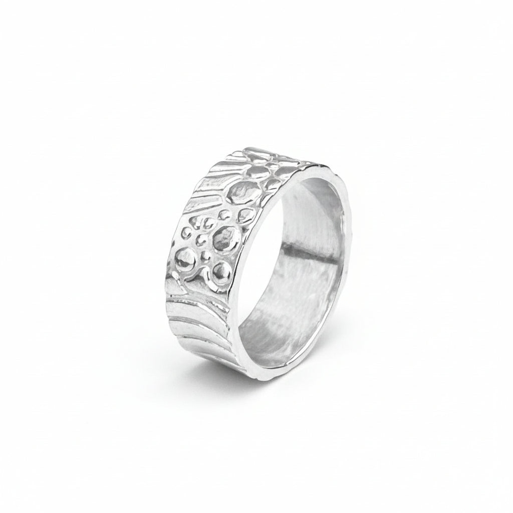 'Ocean' Sterling Silver Wedding Ring - 6mm Wide