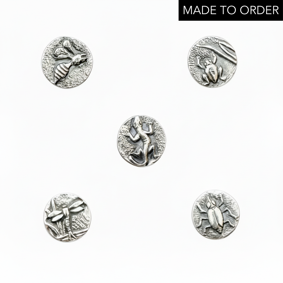 Sustainable bespoke handmade insect jewellery in sterling silver and gold made by Bottlebee in Nottingham