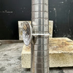 silver mushroom patterned ring size O and a half jewellery handmade in Nottingham by small business Bottlebee