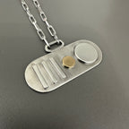 silver paperclip chain necklace with silver and gold geometric pendant sustainable handmade in nottingham by bottlebee