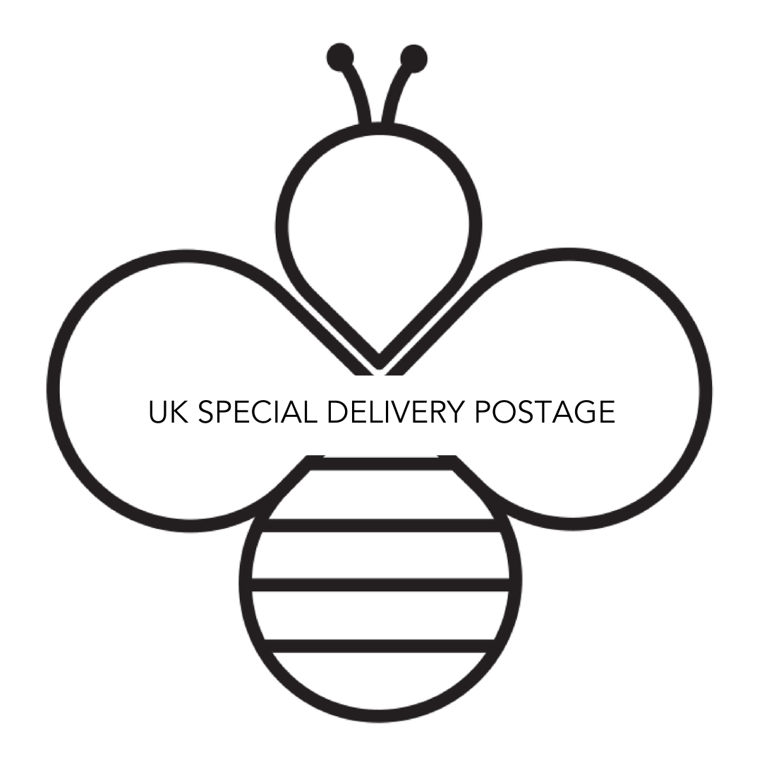 UK postage logo for bespoke jewellery handmade in Nottingham by Bottlebee who is a jeweller that makes sustainable silver and gold jewellery