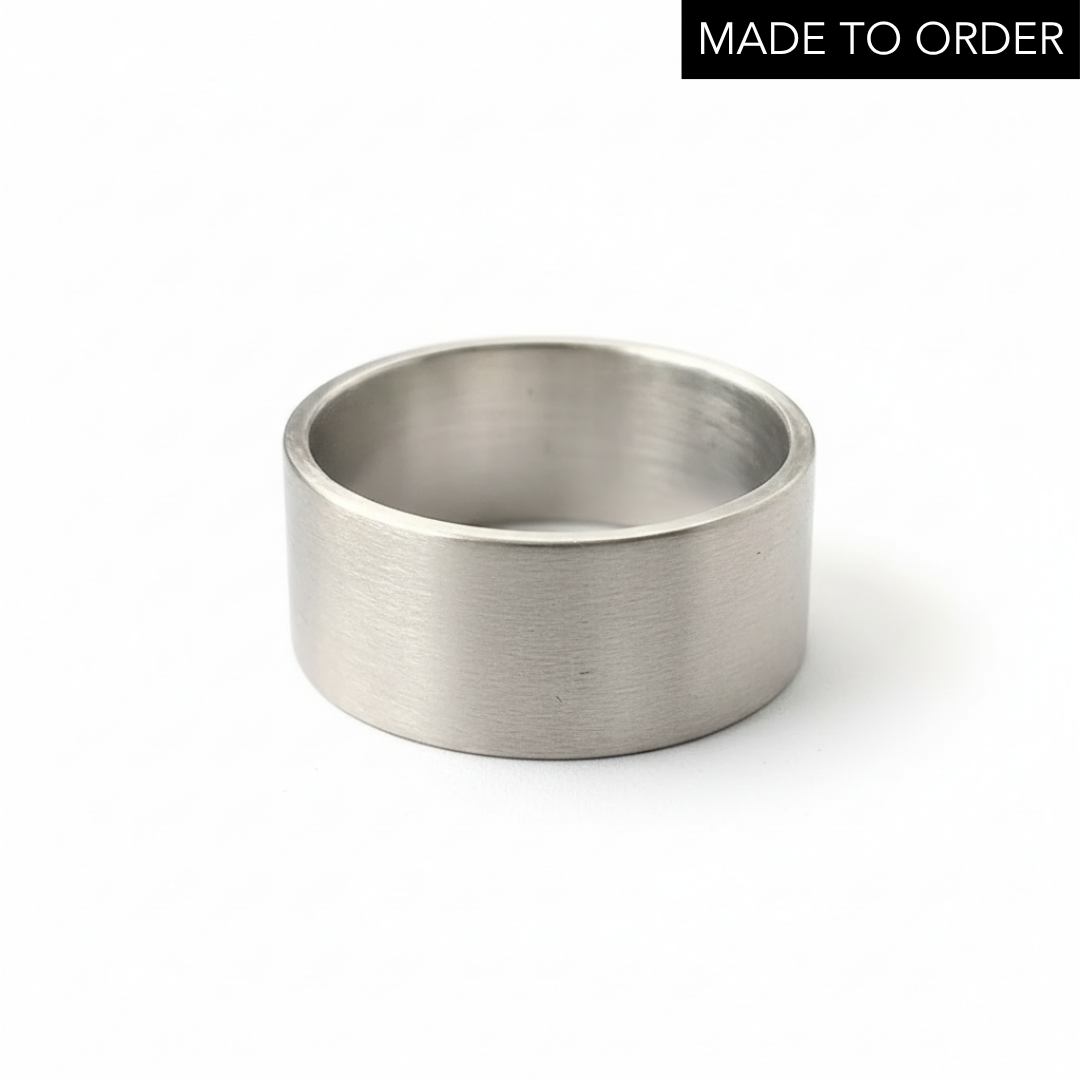 'Brushed' Sterling Silver Wedding Ring For Man Or Woman - 10mm Wide