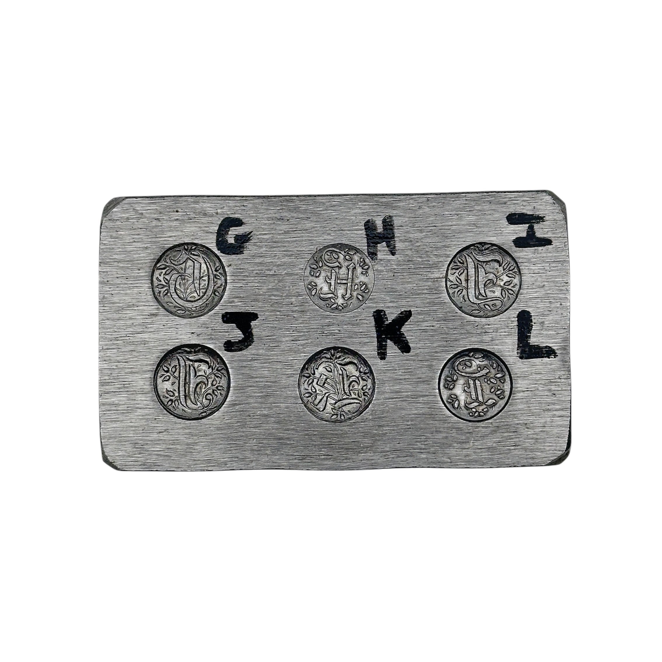 steel alphabet die to make bespoke sustainable personalised jewellery made by bottlebee in nottingham