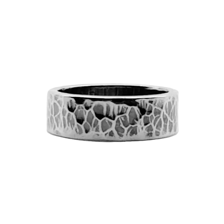'Hammered' Sterling Silver Wedding Ring For Man Or Woman - 6mm Wide