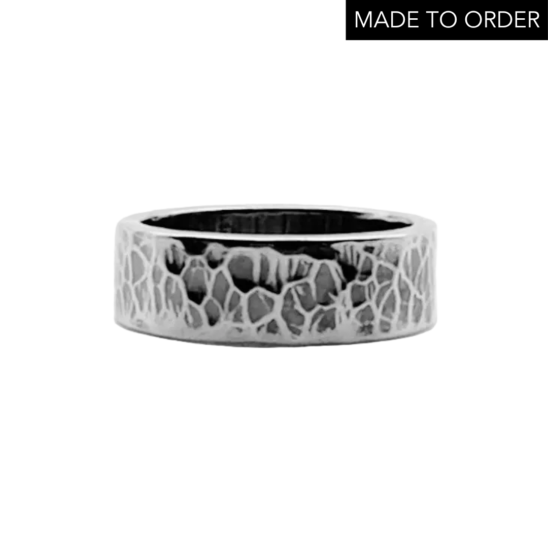 'Hammered' Sterling Silver Wedding Ring For Man Or Woman - 6mm Wide