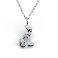Handmade sterling silver necklace in an elephant hippo rhino shape handmade by Bottlebee in Nottingham