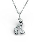 Handmade sterling silver necklace in an elephant hippo rhino shape handmade by Bottlebee in Nottingham