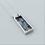 silver box unique necklace handmade by bottlebee in nottingham with oxidised granulations