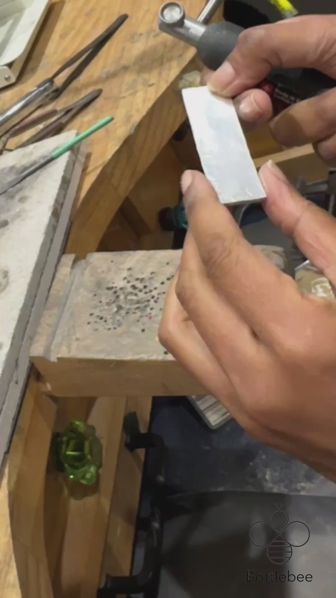 Video of Bottlebee making the pendant in recycled sustainable sterling 925 silver in Nottingham