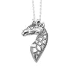solid 925 silver giraffe pendant on a silver belcher chain for a bespoke jewellery gift in Nottingham