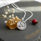 Sterling Silver Bee Necklace in Natural Setting